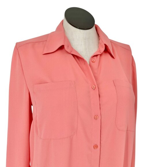 Womens Button Down Shirt Sz M Chest Pockets Long Roll Tab Sleeves by Style & Co - Picture 2 of 9